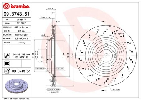 DISC FRANA BREMBO 09.B743.51 - Compatibil cu MERCEDES-BENZ