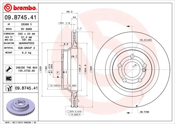 DISC FRANA BREMBO 09.B745.41 - Compatibil cu MERCEDES-BENZ
