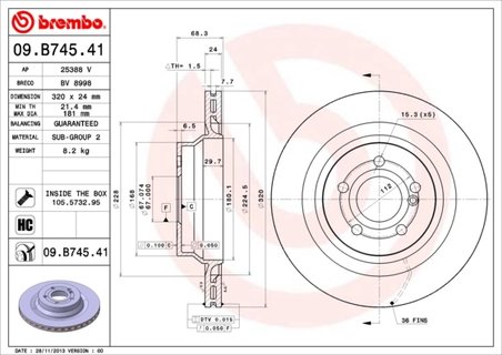DISC FRANA BREMBO 09.B745.41 - Compatibil cu MERCEDES-BENZ