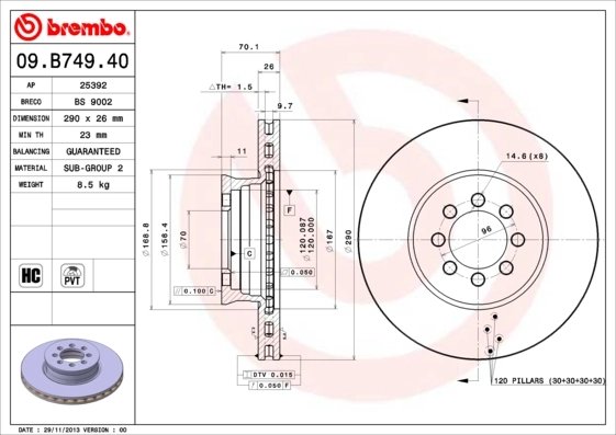 Disc frana Brembo 09.B749.40