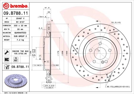 DISC FRANA BREMBO 09.B788.11 - Compatibil cu MERCEDES-BENZ
