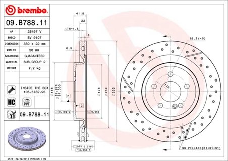 DISC FRANA BREMBO 09.B788.11 - Compatibil cu MERCEDES-BENZ