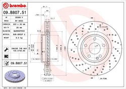 DISC FRANA BREMBO 09.B807.51 - Compatibil cu MERCEDES-BENZ, MERCEDES-BENZ (BBDC)