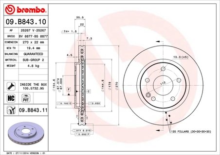 Disc frana Brembo 09.B843.11