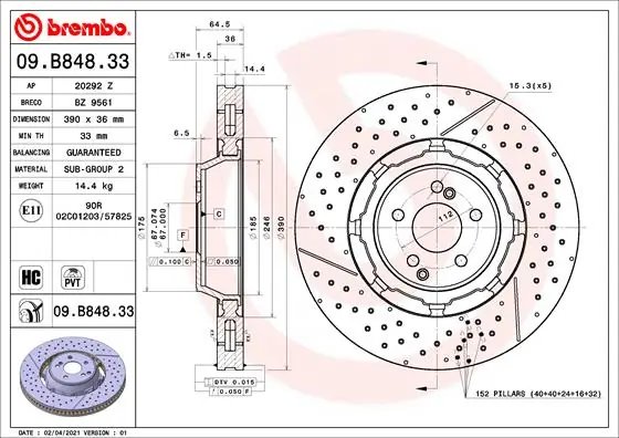 Disc frana Brembo 09.B848.33