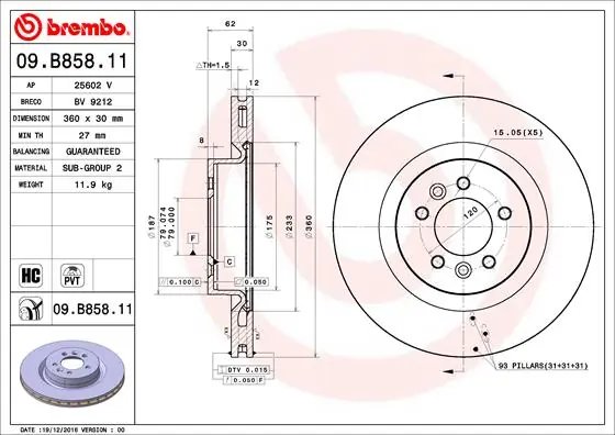 Disc frana Brembo 09.B858.11