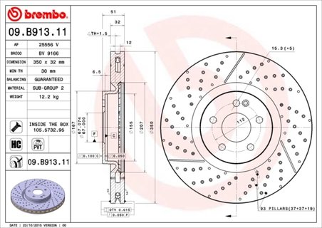DISC FRANA BREMBO 09.B913.11 - Compatibil cu MERCEDES-BENZ