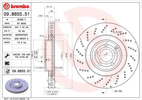 DISC FRANA BREMBO 09.B855.51 - Compatibil cu MERCEDES-BENZ
