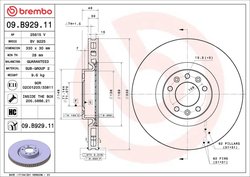 DISC FRANA BREMBO 09.B929.11 - Compatibil cu CITROEN, CITROEN (DF-PSA), DS, DS (CAPSA), OPEL, PEUGEOT, PEUGEOT (DF-PSA), VAUXHAL