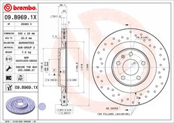 DISC FRANA BREMBO 09.B969.1X - Compatibil cu AUDI, AUDI (FAW), PORSCHE, VW, VW (SVW)