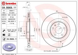 DISC FRANA BREMBO 09.B969.11 - Compatibil cu AUDI, AUDI (FAW), PORSCHE, VW, VW (SVW)