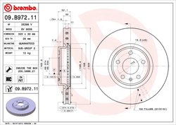 DISC FRANA BREMBO 09.B972.11 - Compatibil cu AUDI, AUDI (FAW), VW (SVW)