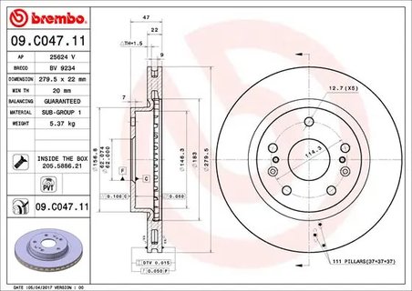 DISC FRANA BREMBO 09.C047.11 - Compatibil cu SUZUKI, SUZUKI (CHANGAN)