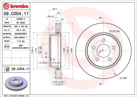 DISC FRANA BREMBO 09.C004.11 - Compatibil cu DODGE, JEEP