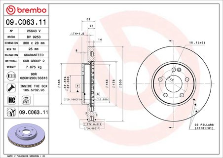 DISC FRANA BREMBO 09.C063.11 - Compatibil cu MERCEDES-BENZ