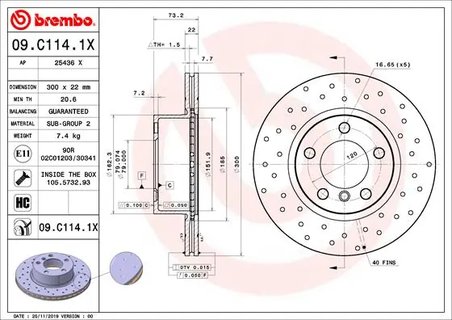 Disc frana Brembo 09.C114.1X