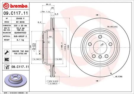 Disc frana Brembo 09.C117.11