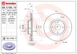 DISC FRANA BREMBO 09.C136.11 - Compatibil cu MAZDA