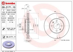 DISC FRANA BREMBO 09.C171.11 - Compatibil cu HYUNDAI, HYUNDAI (BEIJING), KIA, KIA (DYK)