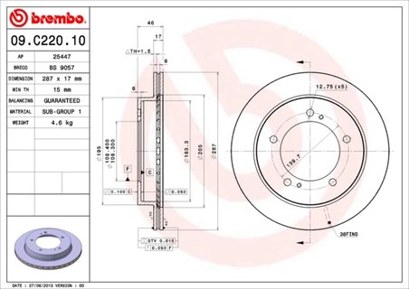 DISC FRANA BREMBO 09.C220.10 - Compatibil cu SUZUKI