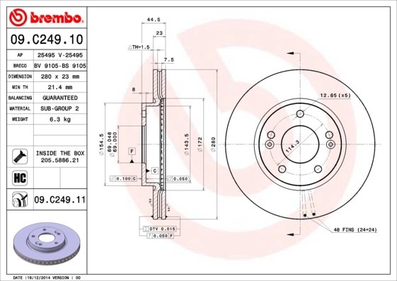 Disc frana Brembo 09.C249.11