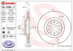 DISC FRANA BREMBO 09.C306.11 - Compatibil cu AUDI, CHRYSLER, CUPRA, SEAT, SKODA, SKODA (SVW), VW, VW (FAW), VW (SVW)