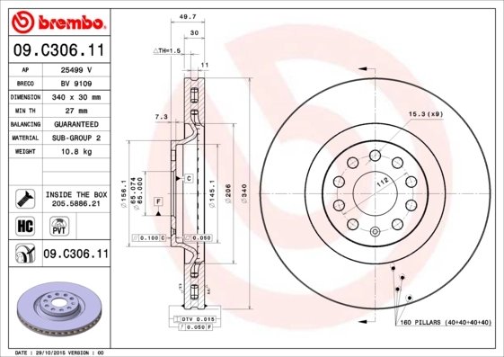 Disc frana Brembo 09.C306.11