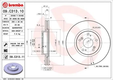 DISC FRANA BREMBO 09.C313.11 - Compatibil cu HONDA, HONDA (DONGFENG), HONDA (GAC)