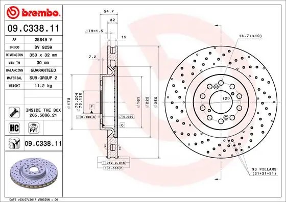 DISC FRANA BREMBO 09.C338.11 - Compatibil cu HONDA