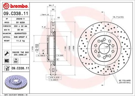 DISC FRANA BREMBO 09.C338.11 - Compatibil cu HONDA