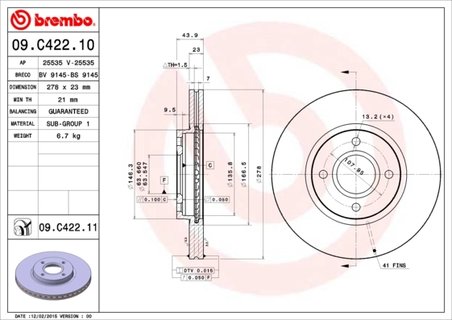 Disc frana Brembo 09.C422.11