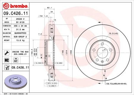 DISC FRANA BREMBO 09.C426.11 - Compatibil cu AUDI