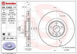 DISC FRANA BREMBO 09.C492.11 - Compatibil cu JAGUAR, JAGUAR (CHERY), LAND ROVER