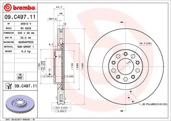 Disc frana Brembo 09.C497.11