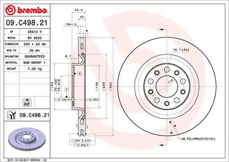 DISC FRANA BREMBO 09.C498.21 - Compatibil cu ALFA ROMEO