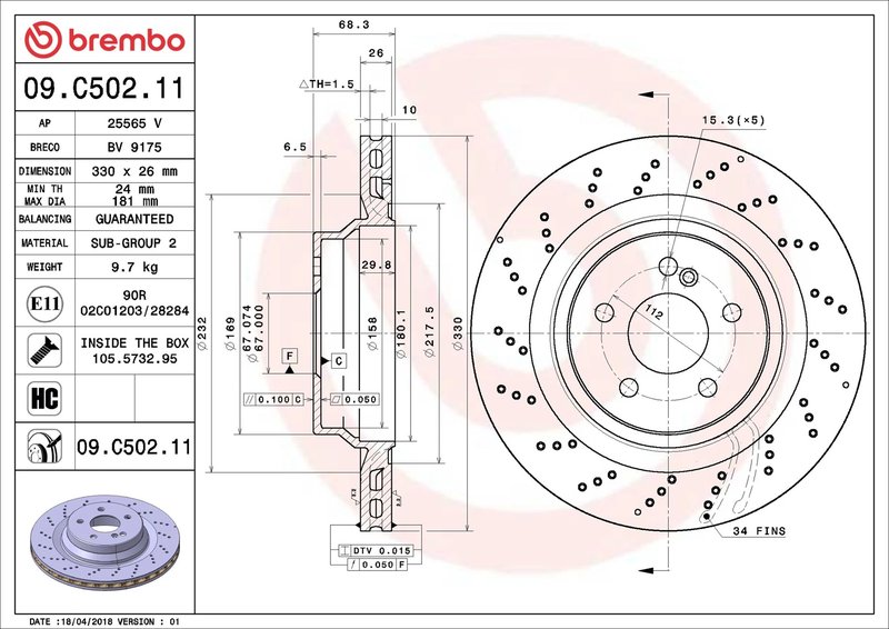 Disc frana Brembo 09.C502.11