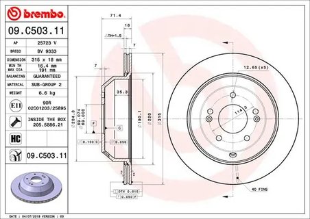 DISC FRANA BREMBO 09.C503.11 - Compatibil cu KIA