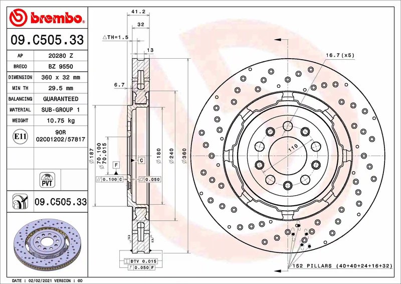 DISC FRANA BREMBO 09.C505.33 - Compatibil cu ALFA ROMEO
