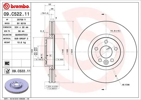 DISC FRANA BREMBO 09.C522.11 - Compatibil cu VOLVO
