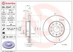 DISC FRANA BREMBO 09.C547.11 - Compatibil cu AUDI, SEAT, SKODA, SKODA (SVW), VW, VW (FAW), VW (SVW)