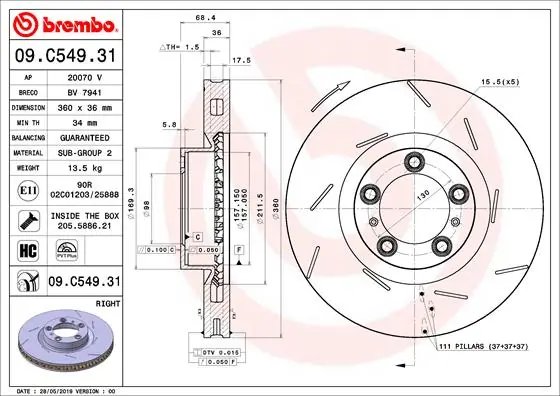 Disc frana Brembo 09.C549.31