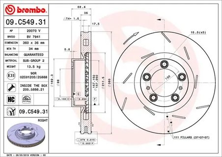 Disc frana Brembo 09.C549.31
