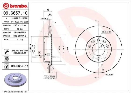 Disc frana Brembo 09.C657.11