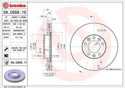 DISC FRANA BREMBO 09.C658.11 - Compatibil cu CITROEN, OPEL, PEUGEOT, PEUGEOT (DF-PSA), VAUXHALL