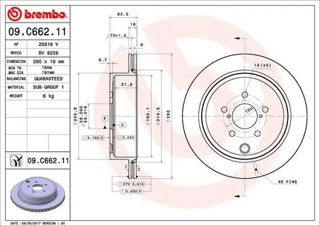 DISC FRANA BREMBO 09.C662.11 - Compatibil cu SUBARU, TOYOTA