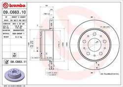 DISC FRANA BREMBO 09.C663.11 - Compatibil cu CITROEN, FIAT, OPEL, PEUGEOT, VAUXHALL