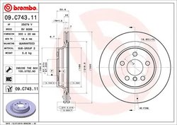 DISC FRANA BREMBO 09.C743.11 - Compatibil cu BMW, BMW (BRILLIANCE), MINI, ZINORO