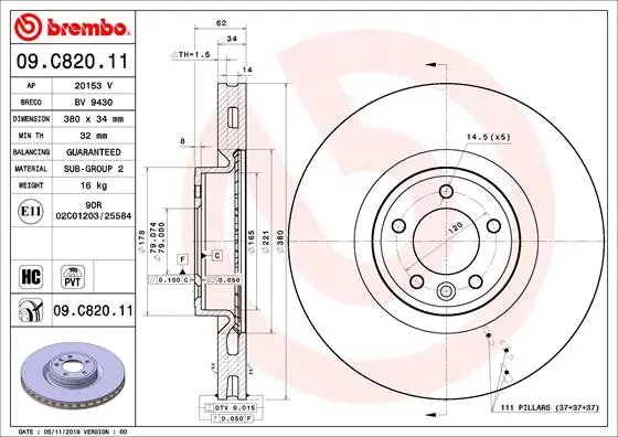 DISC FRANA BREMBO 09.C820.11 - Compatibil cu LAND ROVER