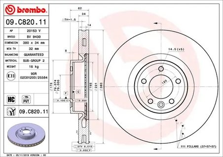 DISC FRANA BREMBO 09.C820.11 - Compatibil cu LAND ROVER