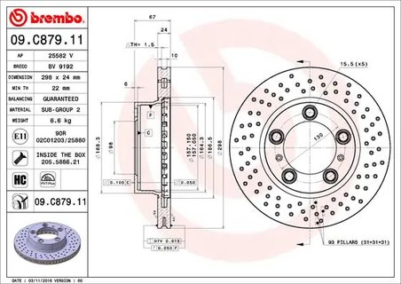 DISC FRANA BREMBO 09.C879.11 - Compatibil cu PORSCHE